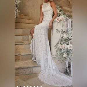 Lulus Love Everlasting White Floral Lace Mermaid Maxi Dress (Brand New)